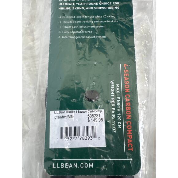 NWT L.L. Bean Women's Hikelite 4 Season Carbon Compact Hiking Poles - Picture 7 of 11